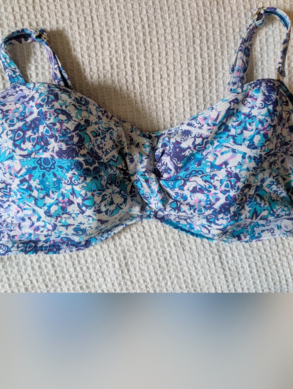 Floral Blue & Teal Bikini Top